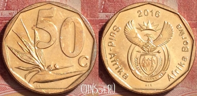 ЮАР 50 центов 2016 года, редкая, 175l-052