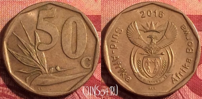 ЮАР 50 центов 2016 года, редкая, 277i-114