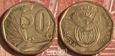 ЮАР 50 центов 2016 года, редкая, 338r-126