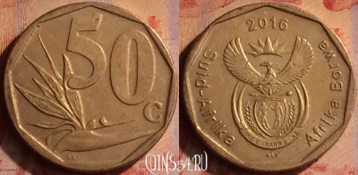 ЮАР 50 центов 2016 года, редкая, 413-137
