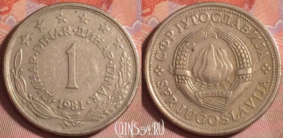 Югославия 1 динар 1981 года, KM# 59, 147k-136