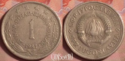 Югославия 1 динар 1981 года, KM# 59, 148k-001