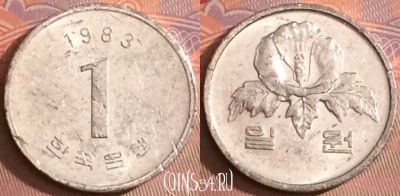 Южная Корея 1 вона 1983 года, KM# 31, 099j-096