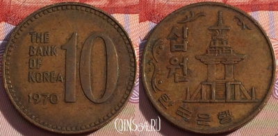 Южная Корея 10 вон 1970 года, KM# 6, 094c-108
