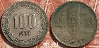 Южная Корея 100 вон 1977 года, KM# 9, 312q-004
