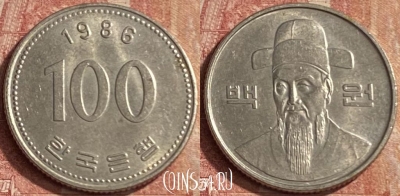 Южная Корея 100 вон 1986 года, KM# 35, 099p-047 ♛