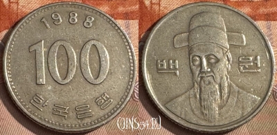 Южная Корея 100 вон 1988 года, KM# 35, s058s-070