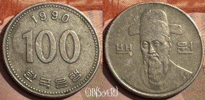 Южная Корея 100 вон 1990 года, KM# 35, 294s-020
