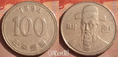 Южная Корея 100 вон 1994 года, KM# 35, 375k-139
