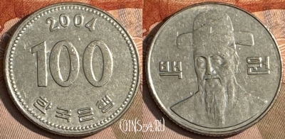 Южная Корея 100 вон 2004 года, KM# 35, s208t-023 ♛