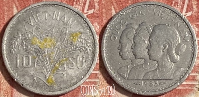 Южный Вьетнам 10 су 1953 года, KM# 1, 194r-106 ♛