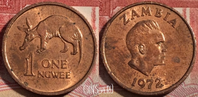 Замбия 1 нгве 1972 года, KM# 9, 216-113