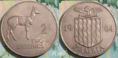 Замбия 2 шиллинга 1964 года, KM# 3, a090-063