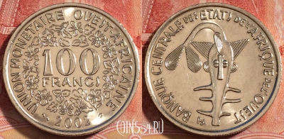 Западная Африка 100 франков 2002 г., KM# 4, 258-076 ♛