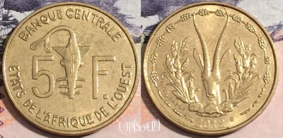 Западная Африка (BCEAO) 5 франков 2012 года, KM# 2a