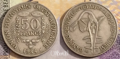 Западная Африка 50 франков 1984 года, KM# 6, 154-063