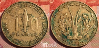 Западная Африка 10 франков 1970 г., KM# 1a, 084c-050