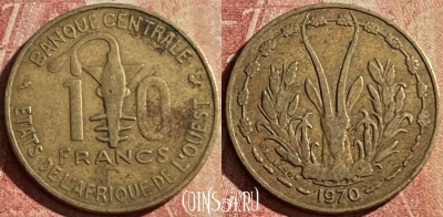 Западная Африка 10 франков 1970 года, KM# 1a, 167p-068