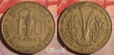Западная Африка 10 франков 1971 г., KM# 1a, 296c-001