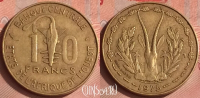 Западная Африка 10 франков 1975 года, KM# 1a, 326o-059