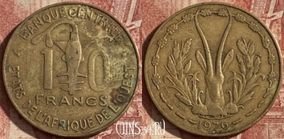 Западная Африка 10 франков 1976 г., KM# 1a, 123q-038 ♛