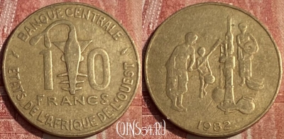 Западная Африка 10 франков 1982 года, KM# 10, 187q-067