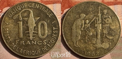 Западная Африка 10 франков 1982 года, KM# 10, 245s-021