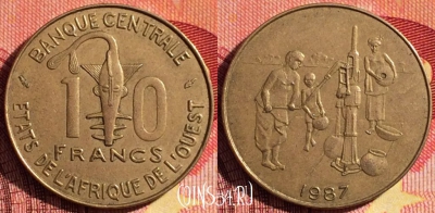 Западная Африка 10 франков 1987 г., KM# 10, 260i-089