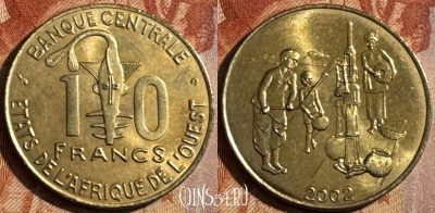 Западная Африка 10 франков 2002 г., KM# 10, UNC, 503s-068