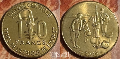 Западная Африка 10 франков 2005 г., KM# 10, UNC, 503s-063