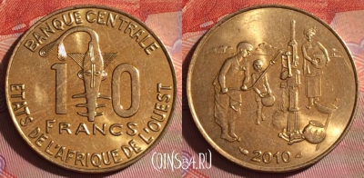 Западная Африка 10 франков 2010 года, KM# 10, 108f-007