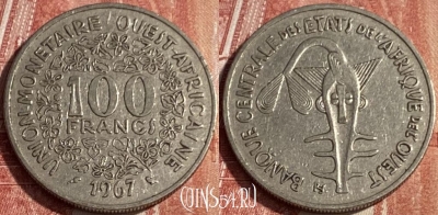 Западная Африка 100 франков 1967 г., KM# 4, 152q-132 ♛