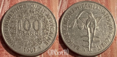 Западная Африка 100 франков 1967 г., KM# 4, 187q-040 ♛