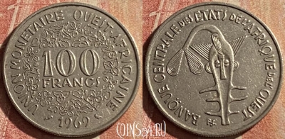 Западная Африка 100 франков 1969 года, KM# 4, 167p-062 ♛
