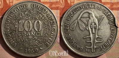 Западная Африка 100 франков 1969 г., KM# 4, 387s-004