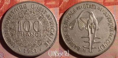 Западная Африка 100 франков 1981 года, KM# 4, 178f-092