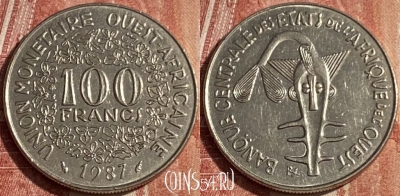 Западная Африка 100 франков 1987 г., KM# 4, 175q-047 ♛