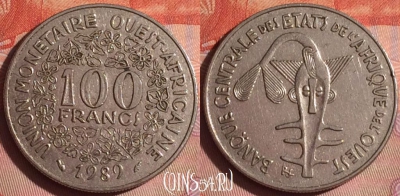 Западная Африка 100 франков 1989 года, KM# 4, 048i-047