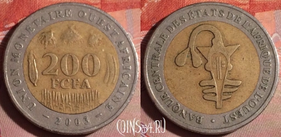 Западная Африка 200 франков 2003 года, KM# 14, 187f-008