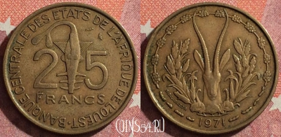 Западная Африка 25 франков 1971 г., KM# 5, 043h-010