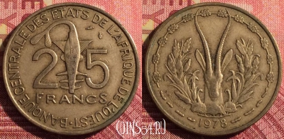 Западная Африка 25 франков 1978 г., KM# 5, 286i-123