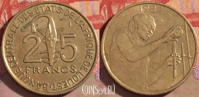 Западная Африка 25 франков 1982 года, KM# 9, 087b-071