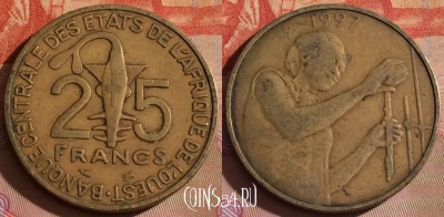 Западная Африка 25 франков 1997 года, KM# 9, 336-114