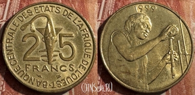 Западная Африка 25 франков 1999 г., KM# 9, 480s-026