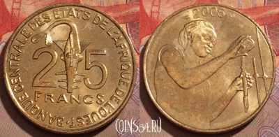 Западная Африка 25 франков 2005 года, KM# 9, 204b-110