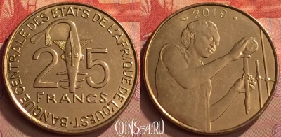 Западная Африка 25 франков 2019 года, UNC, 256m-095