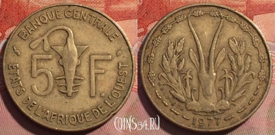 Западная Африка 5 франков 1977 года, KM# 2a, 248a-066