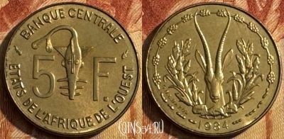 Западная Африка 5 франков 1984 года, KM# 2a, 515s-009