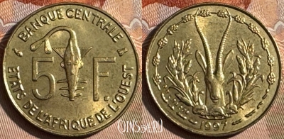 Западная Африка 5 франков 1997 года, KM# 2a, 253s-075 ♛