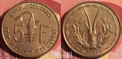 Западная Африка 5 франков 2011 года, KM# 2a, 253i-007